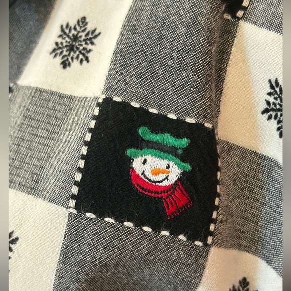 VTG 90s Buffalo plaid rustic Christmas snowman cottagecore button down top 18/20 - Picture 6 of 9